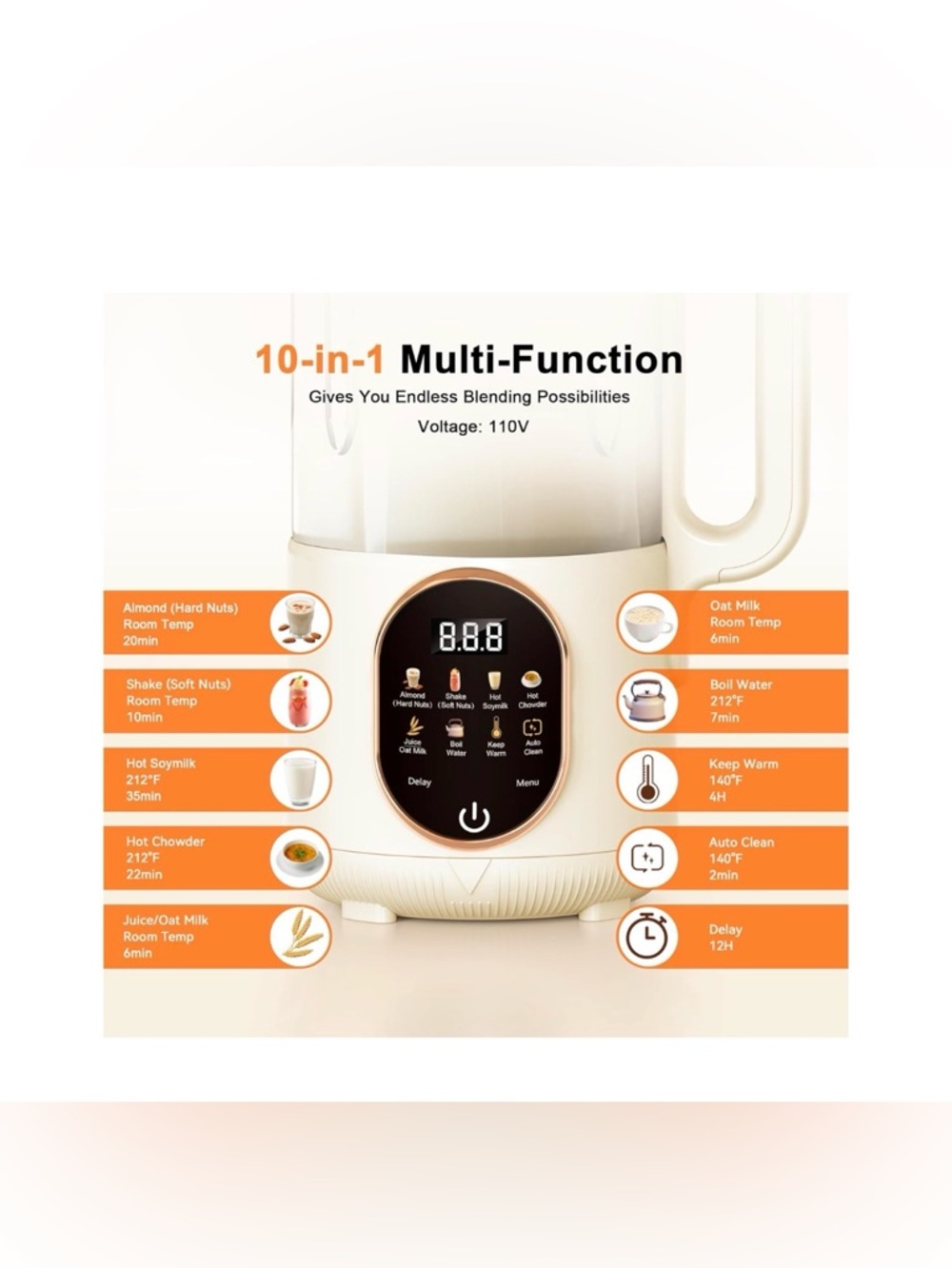 50oz Nut Milk Maker - 10 in 1 Automatic Nut Milk Maker - Picture 3 of 10